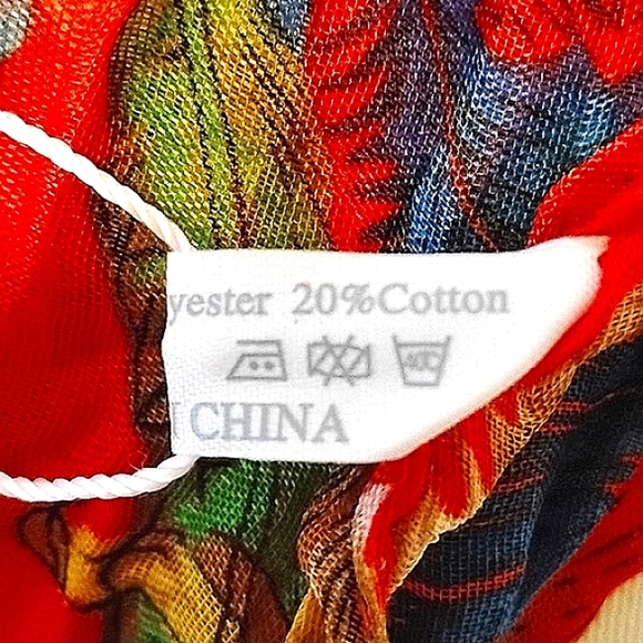 Pretty Angel Linen Red/Mult Color Fashion Scarf With Beads, NWT - Picture 8 of 8